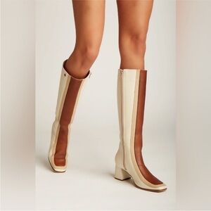 Stivali New York “Revival” Handcrafted Leather Two Toned Knee High Boots size 38